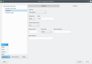 AutoYaST UI for the partitioning section